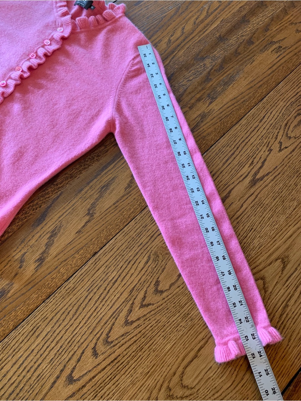Pure Collection Pink Ruffle-Trim Cashmere Cardigan - Picture 7 of 7